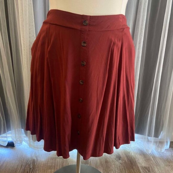 Torrid Size 4 (26W) Brick Red Challis Button Front Mini Skirt - Picture 5 of 8